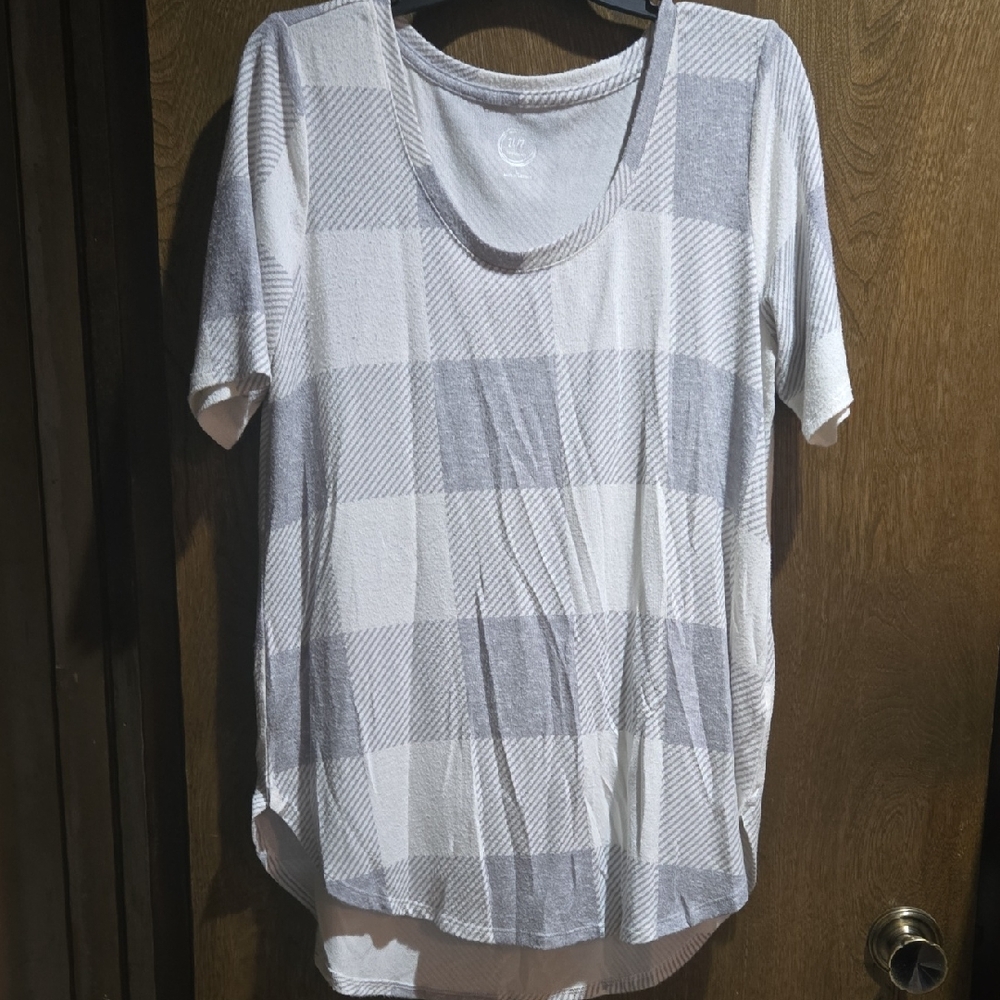Gray Checkered Women's Top